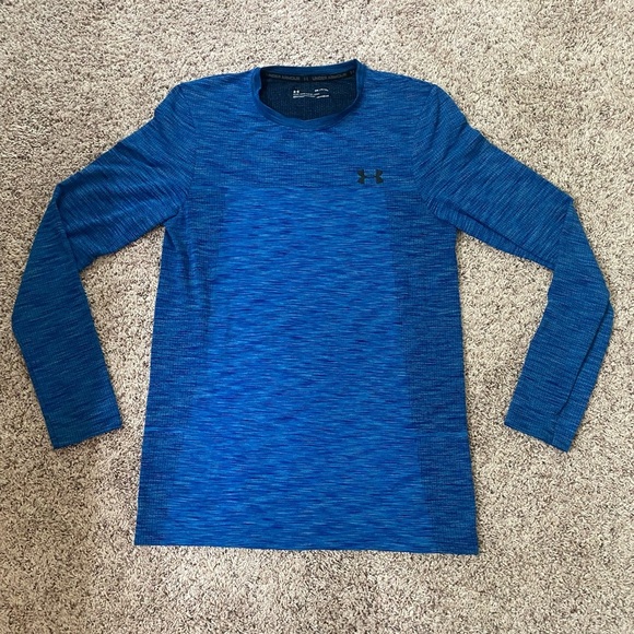 Mens Under Armour UA Long Sleeve Heatgear top size small Blue - Picture 2 of 4